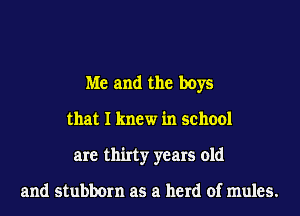 Me and the boys
that I knew in school
are thirty years old

and stubborn as a herd of mules.