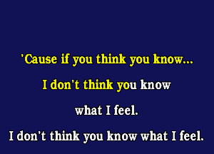 'Cause if you think you know...
I don't think you know
what I feel.

I don't think you know what I feel.