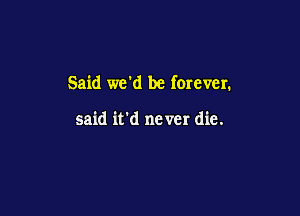 Said we'd be forever.

said it'd ne VCI die.