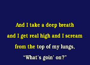 And I take a deep breath
and I get real high and I scream
from the top of my lungs.

What's goin' on?