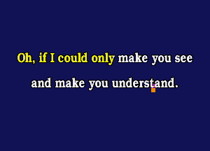 Oh. if I could only make you see

and make y0u undersgand.