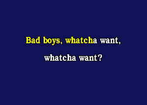 Bad boys. whatcha want.

whatcha want?