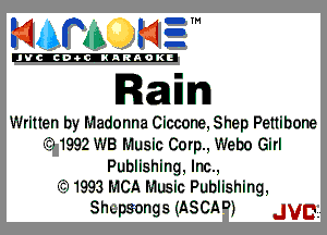 mm NE!

'JVCch-tclNARAOKE

Written by Madonna Ciccone, Shep Pettibone
ii) 1992 WB Music Corp., Webo Girl
Publishing, Inc.,

fii1993 MCA Music Publishing,
Shupgungs (ASCADJ JVEI