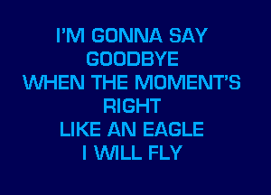 I'M GONNA SAY
GOODBYE
WHEN THE MOMENTS
RIGHT
LIKE AN EAGLE
I WILL FLY