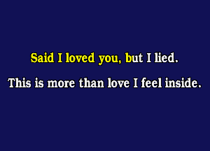 Said I loved you. but I lied.

This is mom than love I feel inside.