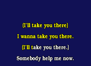 (I'll take you there)

I wanna take you there.

(I'll take you there.)

Somebody help me now.