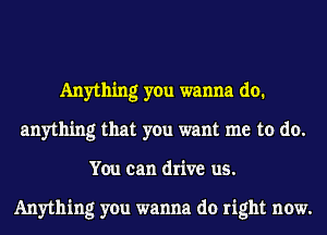 Anything you wanna do.
anything that you want me to do.
You can drive us.

Anything you wanna do right now.