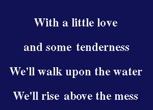 W ith a little love

and some tenderness

We'll walk upon the water

We'll rise above the mess