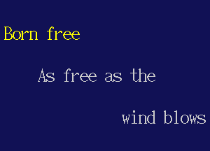 Born free

As free as the

wind blows