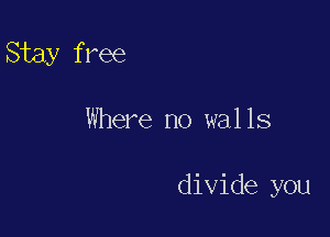 Stay free

Where no walls

divide you