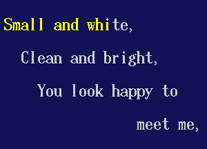 Small and white,
Clean and bright,

You look happy to

meet me,