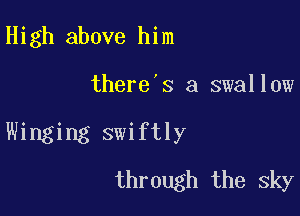 High above him

there's a swallow

Winging swiftly

through the sky