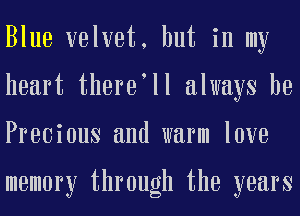 Blue velvet, but in my
heart there ll always be
Precious and warm love

memory through the years