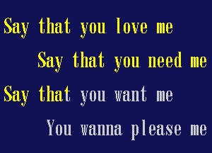 Say that you love me
Say that you need me
Say that you want me

You wanna please me