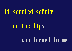It settled softly

0n the lips

you turned to me