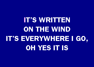 ITS WRI'ITEN
ON THE WIND

ITS EVERYWHERE I GO,
0H YES IT IS