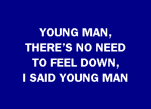 YOUNG MAN,
THERE,S NO NEED
TO FEEL DOWN,

I SAID YOUNG MAN