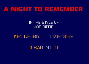 IN THE STYLE 0F
JDE DIFFIE

KEY OF EBbJ TIME 3182

4 BAR INTRO