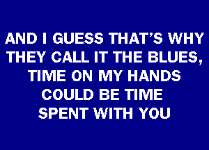 AND I GUESS THATS WHY
THEY CALL IT THE BLUES,
TIME ON MY HANDS
COULD BE TIME
SPENT WITH YOU