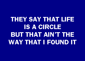 TH EY SAY THAT LIFE
IS A CIRCLE
BUT THAT AINT THE
WAY THAT I FOUND IT