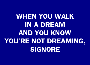 WHEN YOU WALK
IN A DREAM
AND YOU KNOW
YOURE NOT DREAMING,
SIGNORE