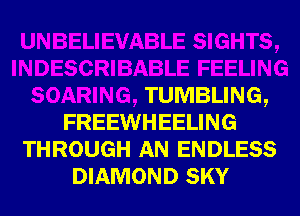 ELING
SOARING, TUMBLING,
FREEWHEELING
THROUGH AN ENDLESS
DIAMOND SKY
