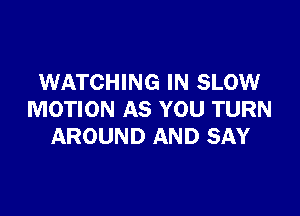 WATCHING IN SLOW

MOTION AS YOU TURN
AROUND AND SAY