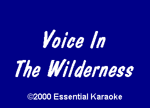 Voice In

Tile Wilderness

(972000 Essential Karaoke