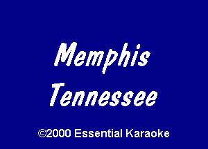 Memphis

Tennessee

(972000 Essential Karaoke