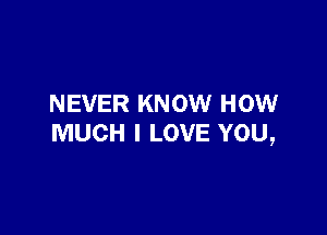 NEVER KNOW HOW

MUCH I LOVE YOU,