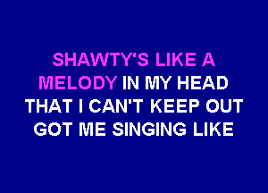 SHAWTY'S LIKE A
MELODY IN MY HEAD
THAT I CAN'T KEEP OUT
GOT ME SINGING LIKE