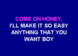 COME ON HONEY,
I'LL MAKE IT SO EASY

ANYTHING THAT YOU
WANT BOY