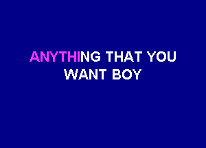 ANYTHING THAT YOU

WANT BOY