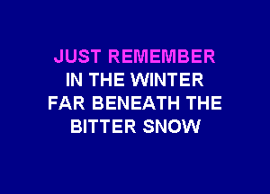 JUST REMEMBER
IN THE WINTER
FAR BENEATH THE
BITTER SNOW

g