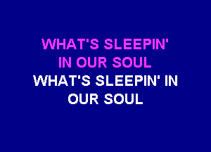 WHAT'S SLEEPIN'
IN OUR SOUL

WHAT'S SLEEPIN' IN
OUR SOUL