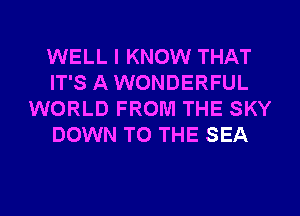 WELL I KNOW THAT
IT'S AWONDERFUL
WORLD FROM THE SKY
DOWN TO THE SEA