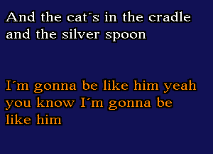 And the cat's in the cradle
and the silver spoon

I'm gonna be like him yeah
you know I'm gonna be
like him