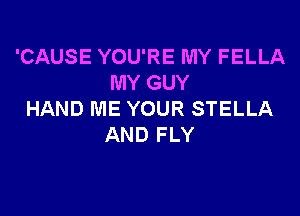 'CAUSE YOU'RE MY FELLA
MY GUY

HAND ME YOUR STELLA
AND FLY