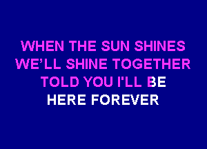 WHEN THE SUN SHINES
WELL SHINE TOGETHER
TOLD YOU I'LL BE
HERE FOREVER