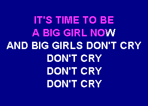 IT'S TIME TO BE
A BIG GIRL NOW
AND BIG GIRLS DON'T CRY

DON'T CRY
DON'T CRY
DON'T CRY