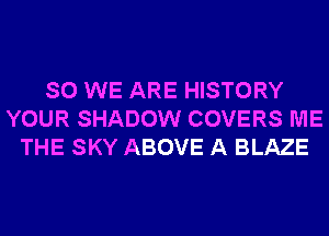 SO WE ARE HISTORY
YOUR SHADOW COVERS ME
THE SKY ABOVE A BLAZE