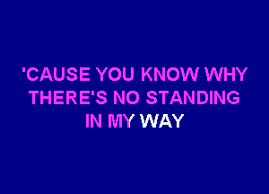 'CAUSE YOU KNOW WHY

THERE'S NO STANDING
IN MY WAY