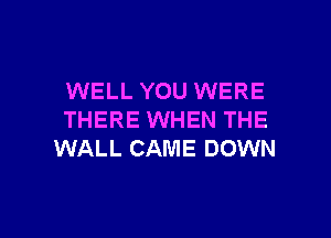 WELL YOU WERE

THERE WHEN THE
WALL CAME DOWN