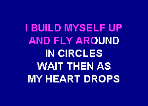 l BUILD MYSELF UP
AND FLY AROUND

IN CIRCLES
WAIT THEN AS
MY HEART DROPS