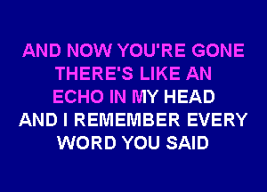 AND NOW YOU'RE GONE
THERE'S LIKE AN
ECHO IN MY HEAD

AND I REMEMBER EVERY
WORD YOU SAID