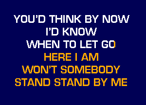 YOU'D THINK BY NOW
I'D KNOW
WHEN TO LET GO
HERE I AM
WON'T SOMEBODY
STAND STAND BY ME