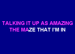 TALKING IT UP AS AMAZING

THE MAZE THAT PM IN