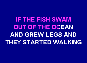 IF THE FISH SWAM
OUT OF THE OCEAN
AND GREW LEGS AND
THEY STARTED WALKING