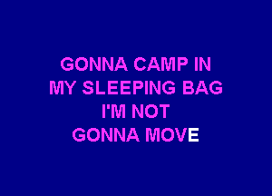 GONNA CAMP IN
MY SLEEPING BAG

I'M NOT
GONNA MOVE