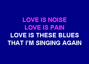 LOVE IS NOISE
LOVE IS PAIN
LOVE IS THESE BLUES
THAT PM SINGING AGAIN